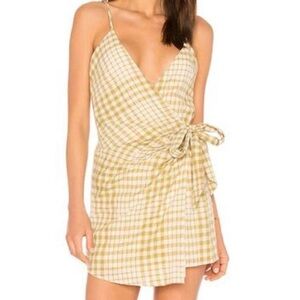 Free People Yellow Plaid Mini Dress